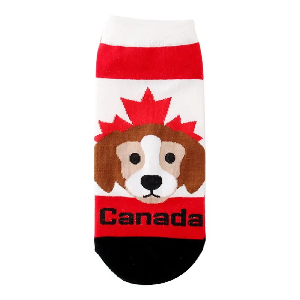 Женские милые Мультяшные носки собаки Соединенные Штаты Канада Италия узор