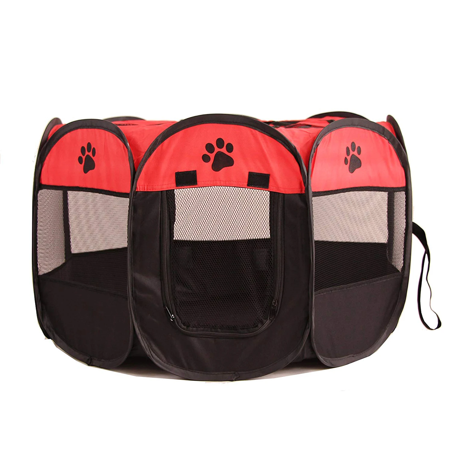 Red Portable Foldable Playpen Pet Dog Crate Room Puppy Exercise Kennel Cat Cage Water Resistant Outdoor Removable Mesh Shade Cover - Цвет: Red