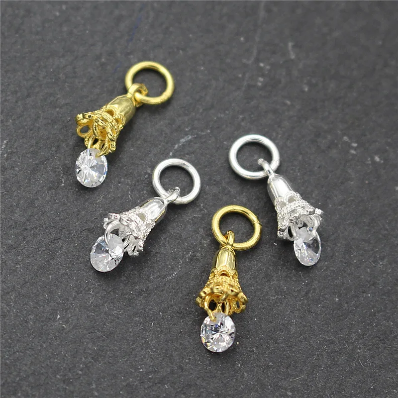Шармы подвески из серебра 100% пробы с колокольчиком Красивое золотое украшение