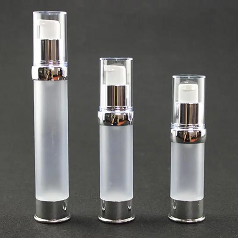 

Wholesale 15ml 20ml 30ml Silver frosted Airless Bottle Plastic Lotion Bottles with Airless Pump