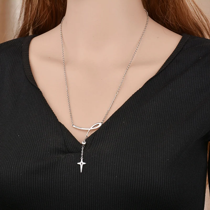 ELSEMODE христианский Иисус крест фианит камень стетофон подвеска ожерелье для