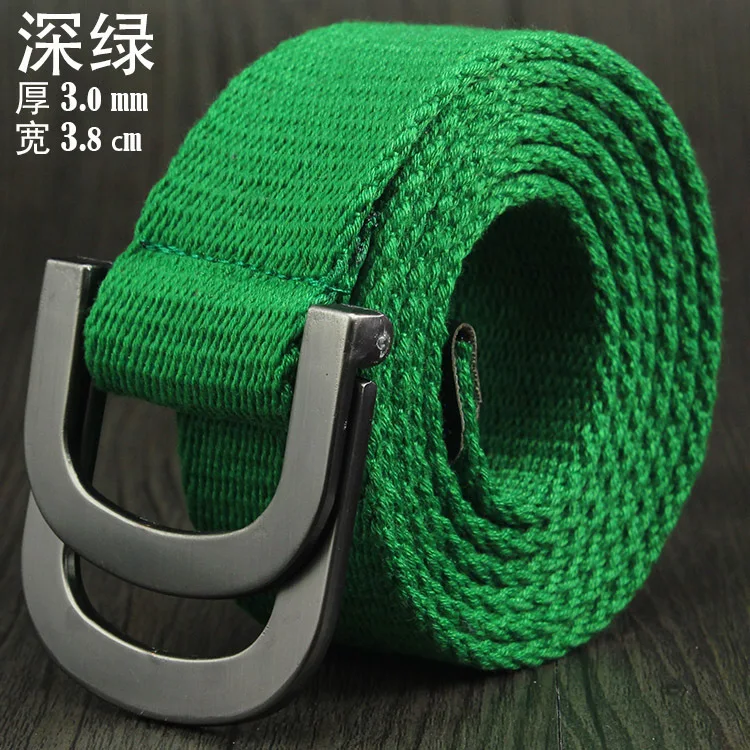 green Male&Female Military Tactical Belt High Quality 2.5 mm Thick Solid color Canvas Belt for Men&Women Double Buckle 115cm Length - Цвет: green