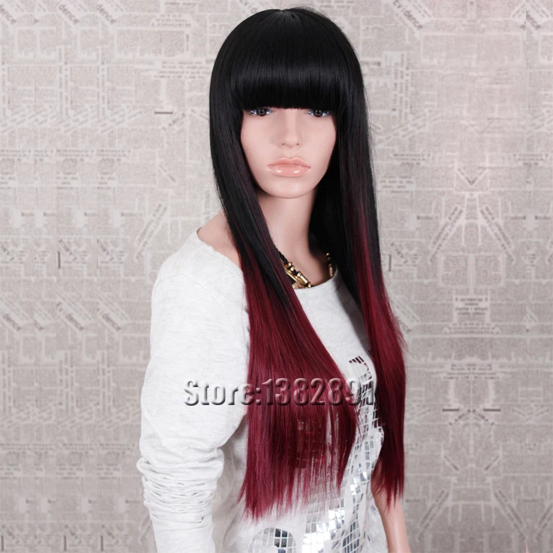 Дешевые ломбер парик с челкой натуральных волос косплей синтетические парики