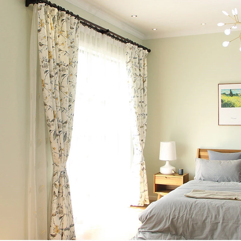 Американские пасторальные занавески из хлопка и льна затемняющие шторы для