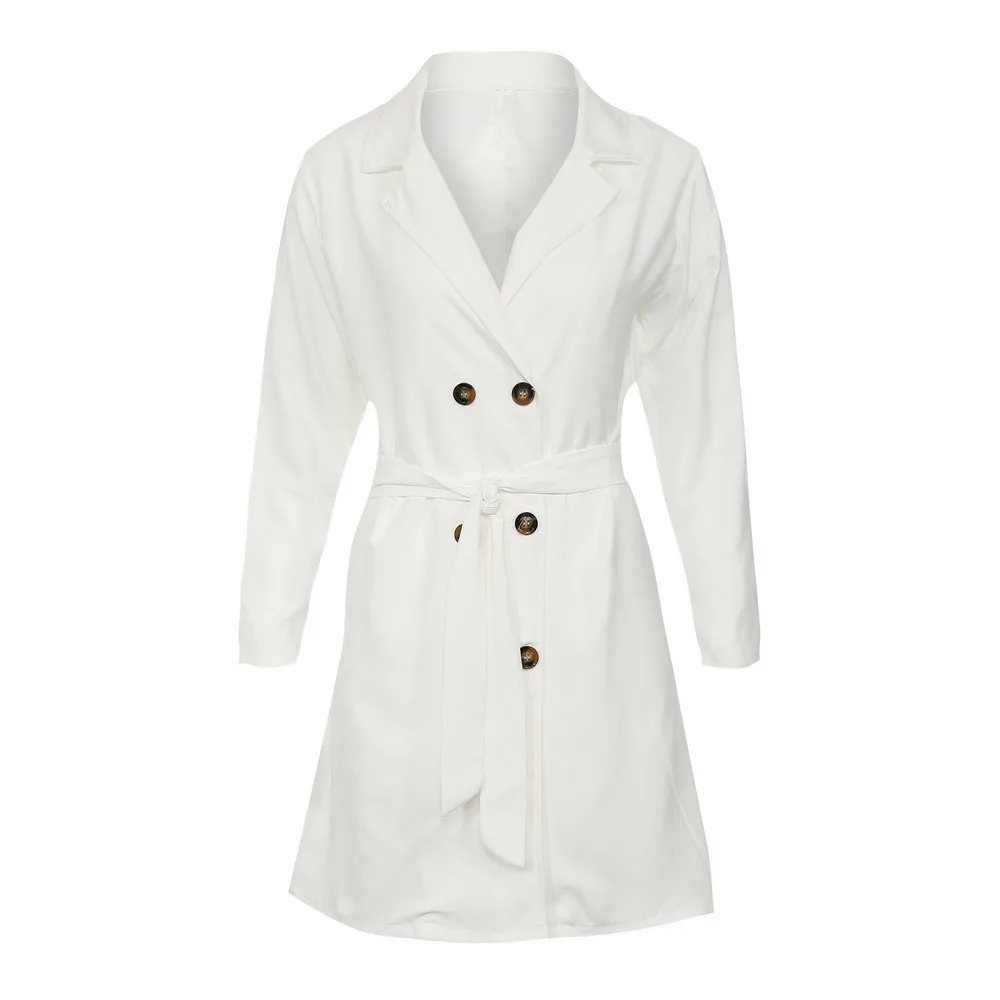 Женское однотонное пальто на пуговицах двубортное облегающее пальто-блейзер с