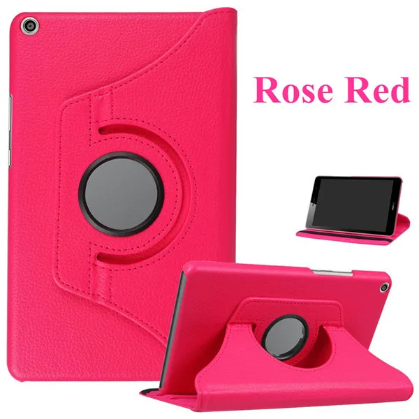 Rose Red Вращающийся на 360 из искусственной кожи чехол для huawei MediaPad T3 8,0 Honor Play Pad 2 KOB-L09 KOB-W09 чехол для планшета+ Бесплатный OTG+ пленка+ ручка - Цвет: Rose Red
