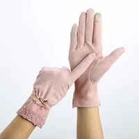 autumn women sunscreen gloves summer lace stretch touch screen mitten anti uv wrist short slip resistant driving glove size 23cm