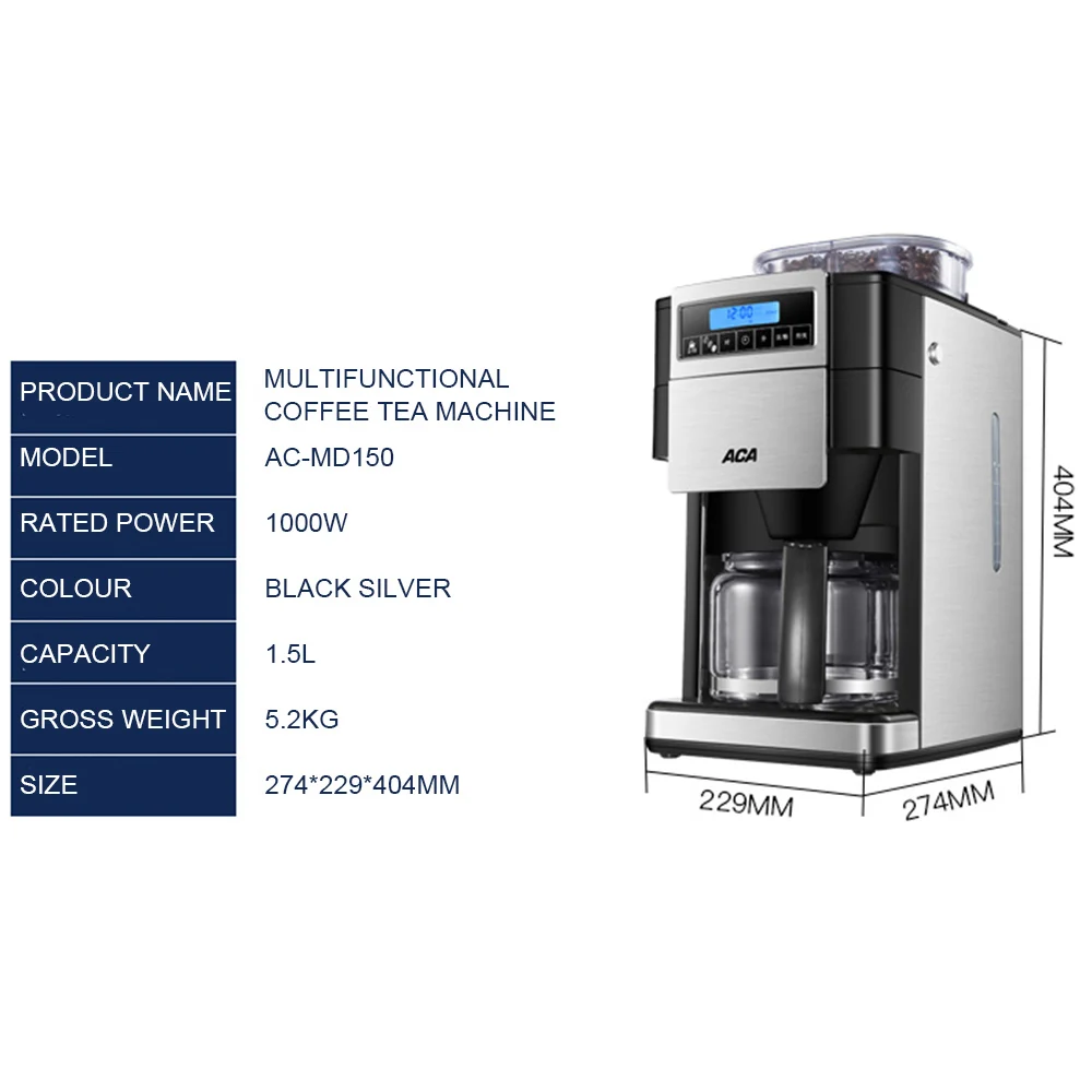 ACA Американский Молотый кофе машина с полностью автоматическим шлифовальные