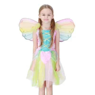 

Cute Rainbow Angel Skirt Halloween Children Princess Dress Stage Performance Costume Cosplay Angel Costume