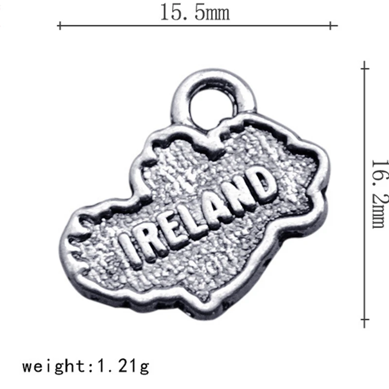Подвеска в виде старой серебряной карты страны из Ирландии шармы ювелирные