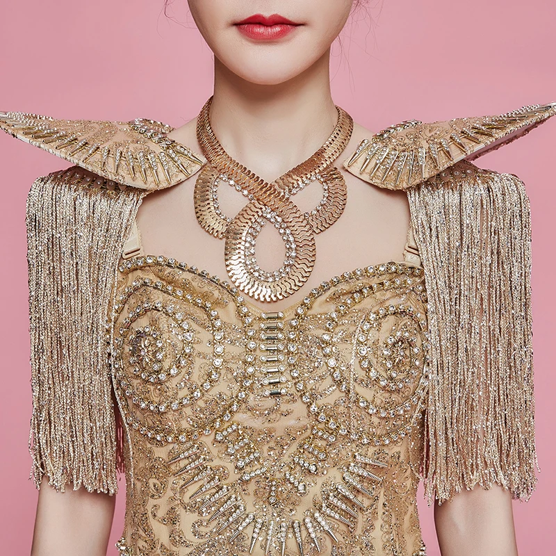 Блестящее боди комбинезон с золотыми заклепками сексуальный женский