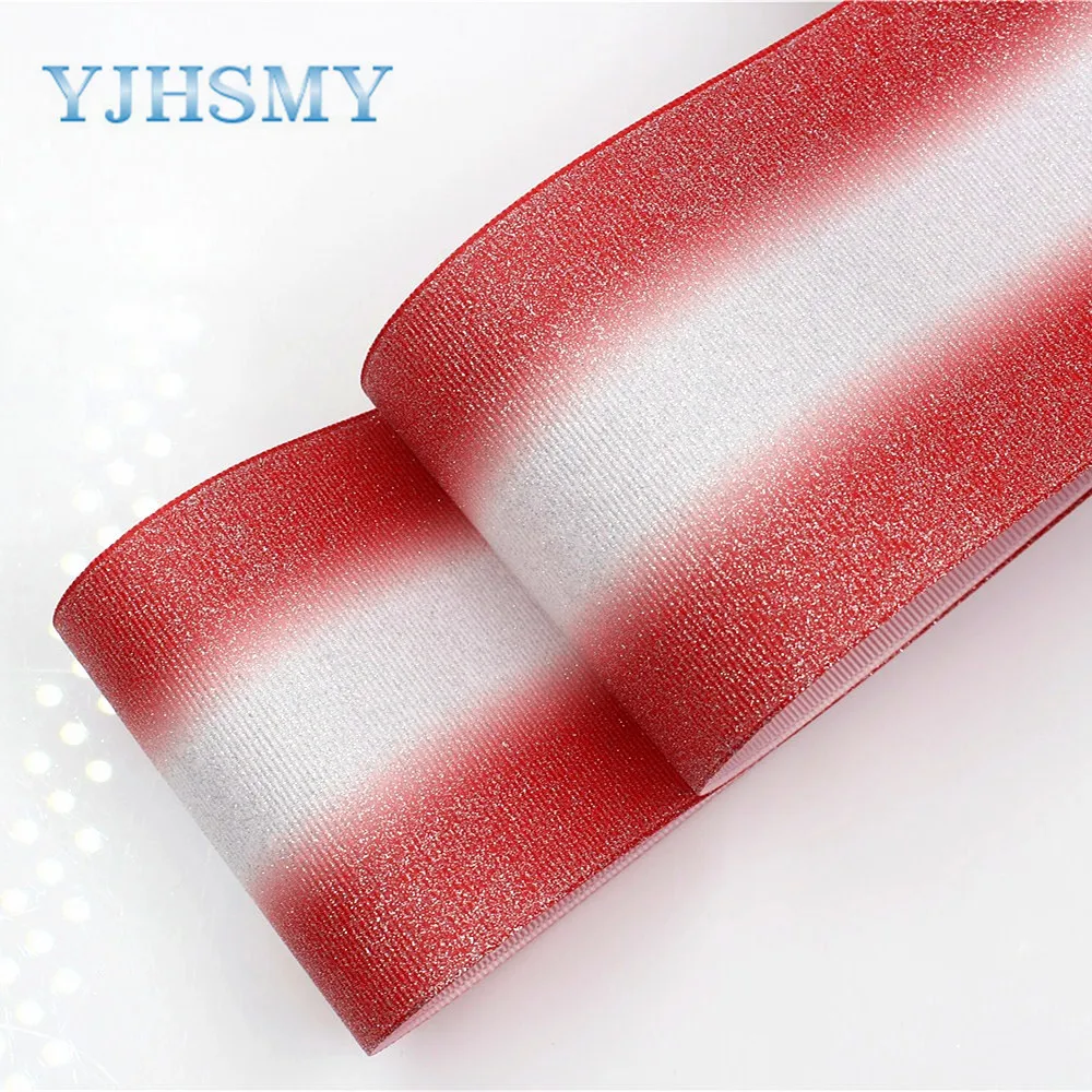YJHSMY G-18424-17 75 mm 5 Yards color flash Ribbons Thermal transfer Printed grosgrain Wedding Accessories DIY material | Дом и сад