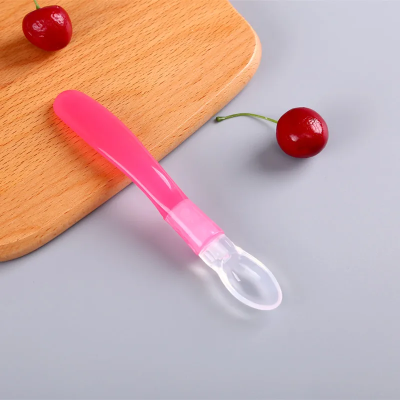 1 pc pink spoon Детская бамбуковая посуда для кормления, миски для детей, тарелка для еды, столовая утварь для кормления, набор тарелок для детей, ложка, миска - Цвет: 1 pc pink spoon