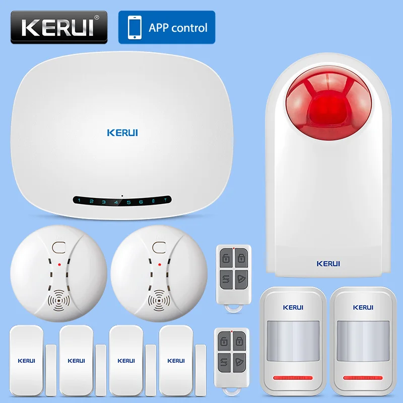 KIT 4 KERUI GSM охранная сигнализация домашняя бизнес охранная сигнализация автоматический набор голосовых подсказок беспроводной датчик сигнализация обнаружения газа - Цвет: KIT 4