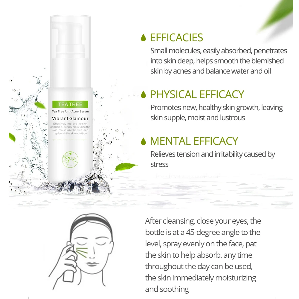 

VIBRANT GLAMOUR Tea Tree Anti-Acne Cream Serum Set Treatment Acne Scar Oil Control Repair Spot Essence Cream Care Set Skin Care