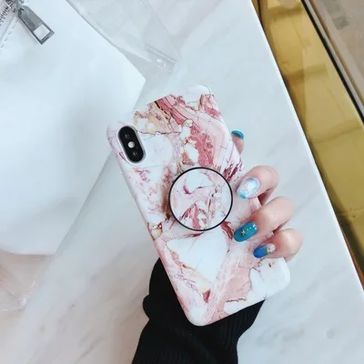 Мраморный ТПУ чехол для iphone 7 8 plus чехол для iphone X XS MAX скраб TPU чехол для iphone 6 6 plus защитный чехол и держатель для телефона - Цвет: Шампанское