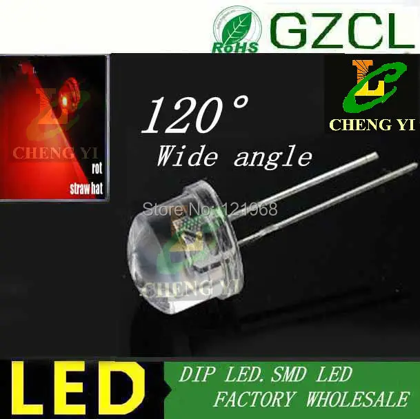 Оптовая продажа с фабрики красный 8 мм соломенная шляпа dip led 0 06 W светодиод 120