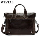 Сумка-мессенджер Мужская, из натуральной кожи, для ноутбука, деловая, портфель WESTAL, 9103