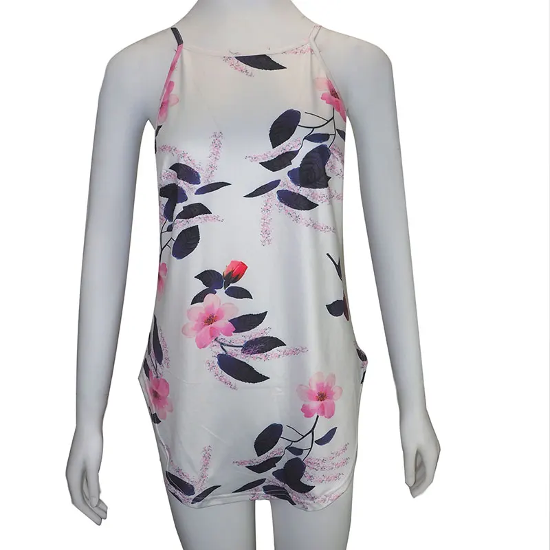 Женский свободный камзол с открытыми плечами на тонких бретельках цветочный