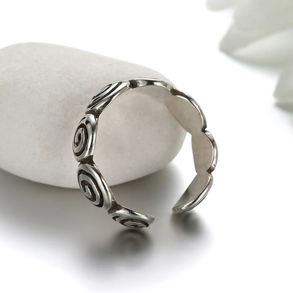 Todorova Fingerprint Vintage Ring Gothic Swirl Adjustable Open Twisted Spiral Jewelry Wedding Band | Украшения и аксессуары