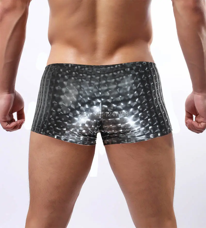 Мужское нижнее белье трусы боксеры с квадратным вырезом блестящие сексуальные