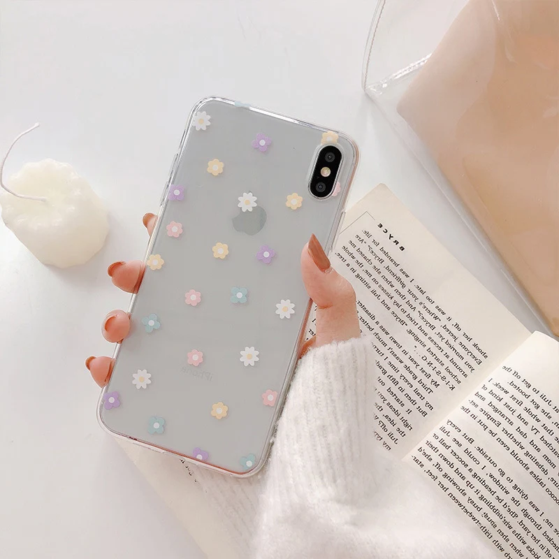 Lovebay, прозрачные чехлы для телефонов с ромашками для iphone X, XS, Max, XR, 6, 6 S, 7, 8 Plus, чехлы с цветочным принтом, с сердечками, силиконовые чехлы на заднюю панель