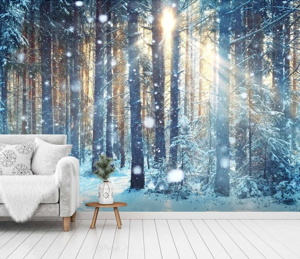 

[Self-Adhesive] 3D Sunlight Snow Forest 35 Wall Paper mural Wall Print Decal Wall Murals