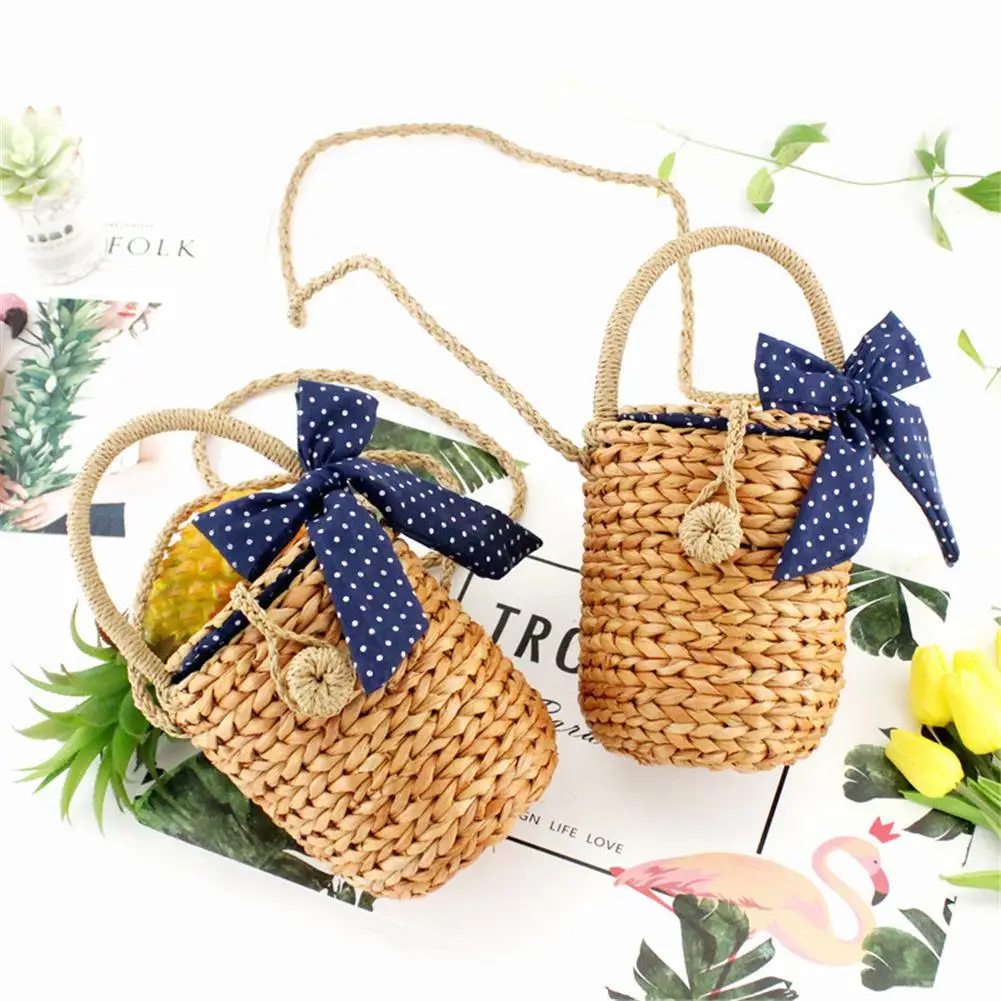 Ins бант морской курорт тканые сумки ручной работы модные ковша образный Сумка