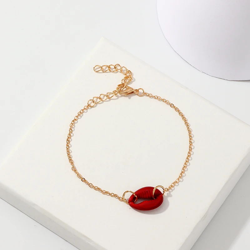 Очаровательный красный браслет в виде ракушки металлические золотые браслеты