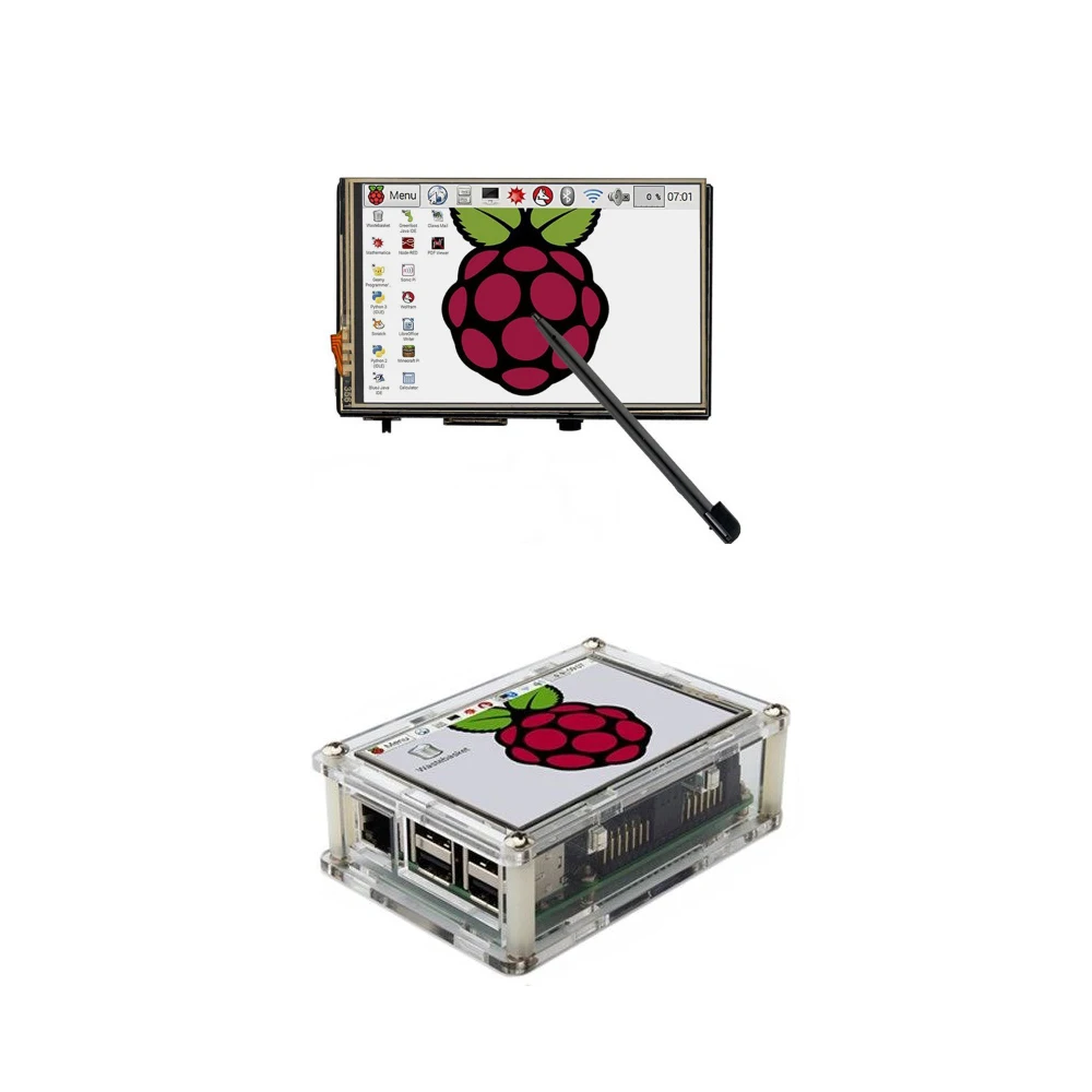 Raspberry Pi 3 Model B Board with 3.5'' TFT LCD Touch Screen Display + Acrylic Case Heat sinks For Raspbery Kit | Компьютеры и