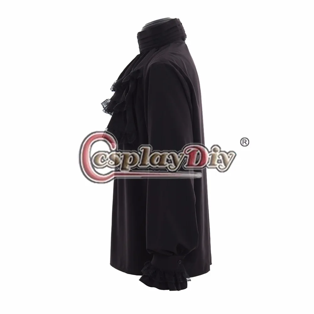 Cosplaydiy Готическая Рубашка Вампира Ренессанса галстук Средневековая мужская белая черная рубашка Карибы пират колония рубашка галстук реквизит L0516