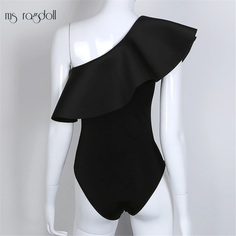 Женский купальник Цельный с рюшами сексуальный боди открытыми плечами летний