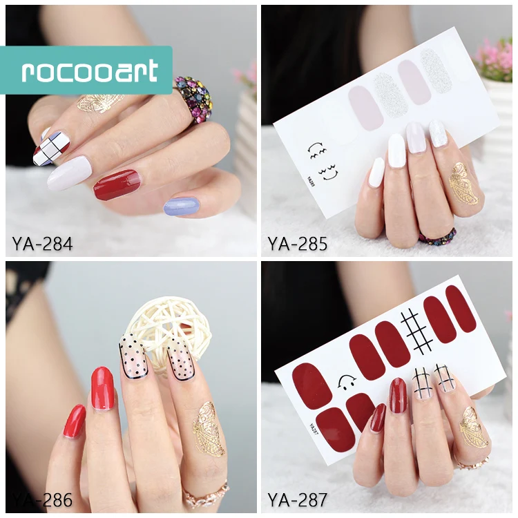 Rocooart Fashional Full Nail Wraps Adhesive Art Sticker 14 Different Patterns Wrap Decals For Women Sexy Lady Manicure Tool | Красота и
