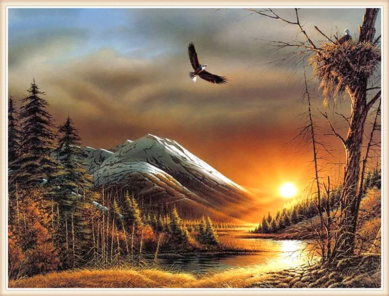 Алмазная вышивка сделай сам алмазная крестиком аери горный закат картина 5D