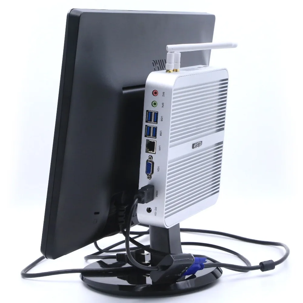 Hystou 3 Года Гарантии Безвентиляторный ПК 4 ГБ RAM 128 SSD Медиа-Сервер i5 4200U Mini PC Windows 10