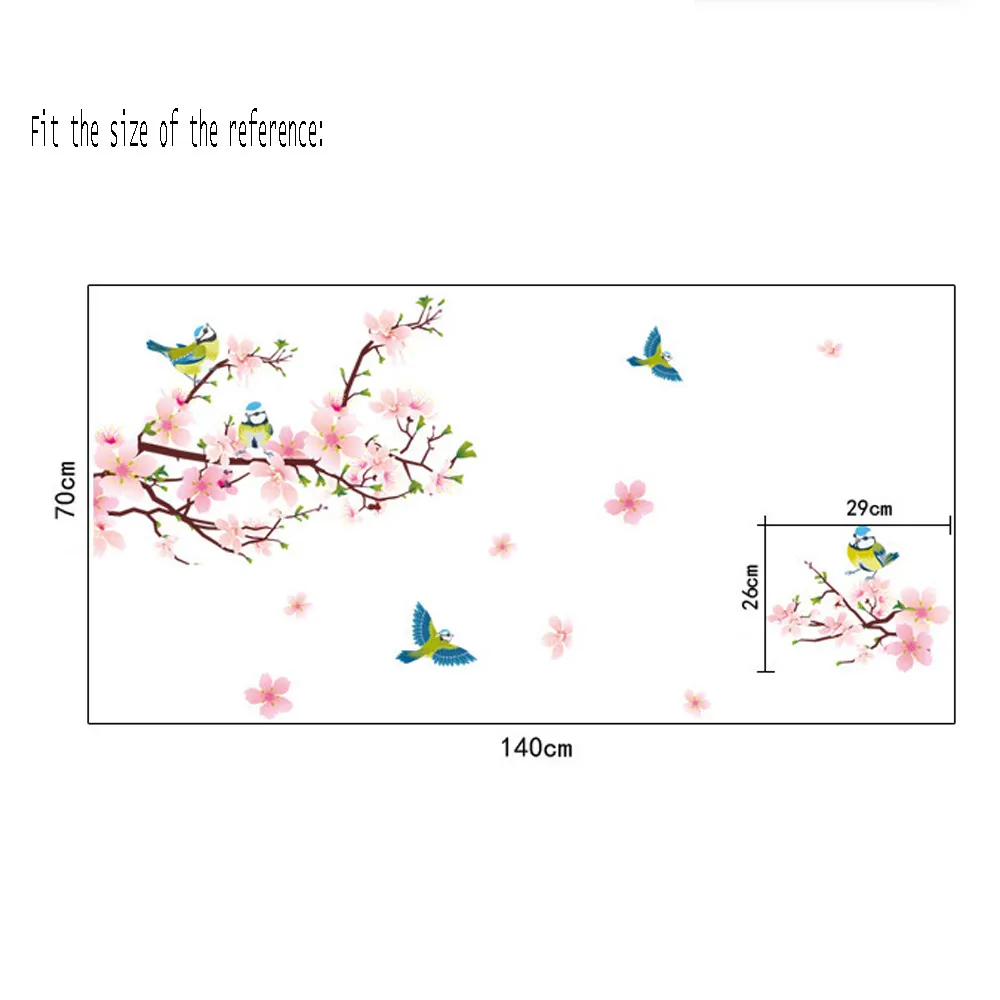 Peach Blossom Birds 3D наклейки на стену весенний цветок художественные наклейки домашний Декор для гостиной украшение дома pegatina de pared