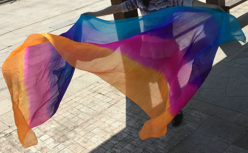 Натуральный шелк танец живота вуаль танцевальная Bellydance шелковая шаль шарф синий