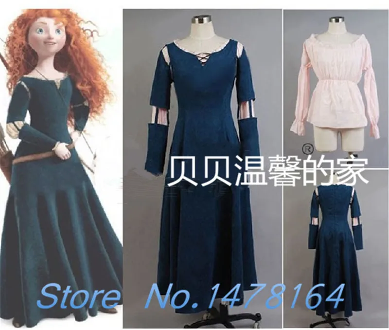 Новый фильм смелая Мерида взрослый Женский костюм платье принцессы женская