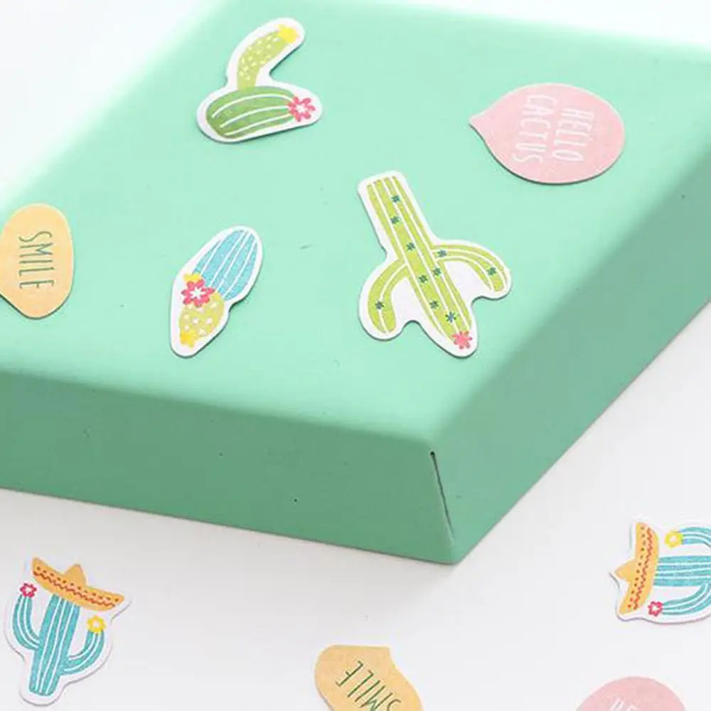 Cute Sakura Cactus Flamingo Paper Sticker Cartoon Decoration Diary Scrapbooking Label Stickers Stationery School Supplies DIY
