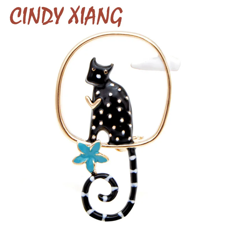 CINDY XIANG Новое поступление игральные броши-кошки для женщин 2 цвета милые картонные заколки с животными Детские ювелирные изделия брошь в виде кошки