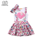 Emmababy комплект хлопковой одежды с цветочным принтом для маленьких девочек, летняя футболка без рукавов, платье, короткие штаны, наряд