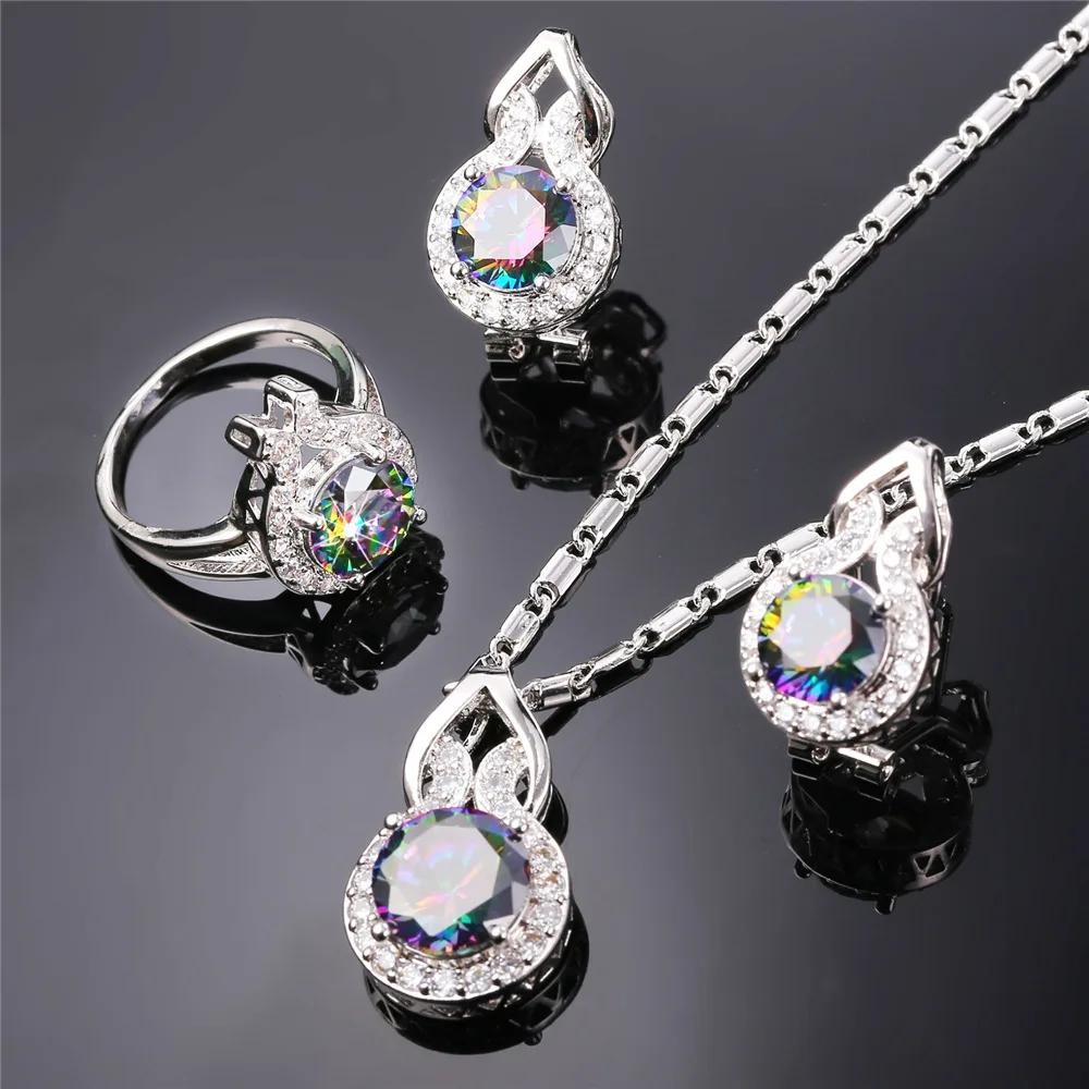 U7 Циркон Серьги Кольца Кулон Ожерелье Ювелирные Наборы Для Женщин Свадебные