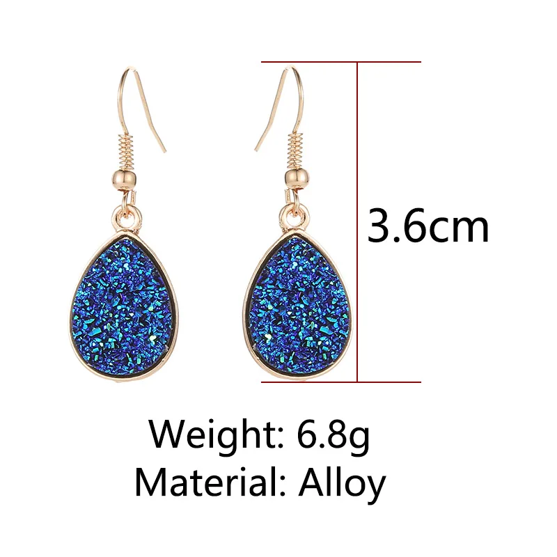 4 цвета Drusy Druzy серьги Капли Висячие смолы Друза Шарм Золото Цвет Брендовые