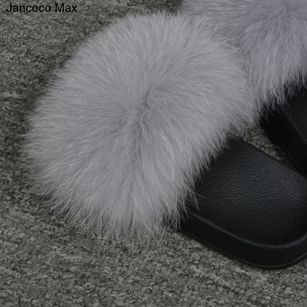 Jancoco Max дети натуральный Лисий Мех для девочки Тапочки Весна Лето натуральный мех шлепанцы для детей Крытый Открытый S60 GLOve24