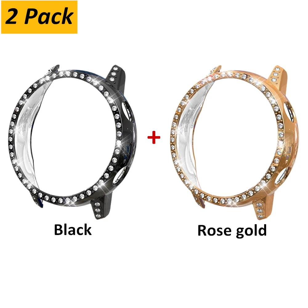 Black Rose-gold Черный Защитный чехол для samsung Galaxy Watch активный пластиковый ПК Алмазный чехол против царапин fall-осенний чехол-бампер аксессуары - Цвет: Black Rose-gold