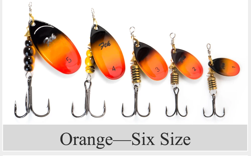 FTK New 1#-5# 5pcs/lot or 4pcs/lot Similar as Copper Spinner Bait Fishing Lure With Treble Hooks Hard Baits Spoon Pike