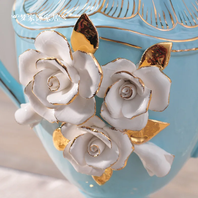 Ваза европейского стиля цветочный набор синий стиль гостиной декоративный