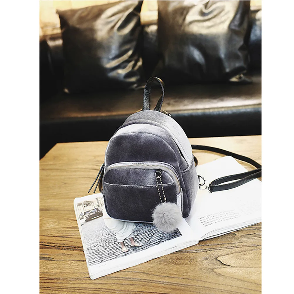 Женский бархатный мини рюкзак для девочек маленькая модная дорожная школьная