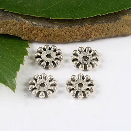 

60pcs dark silver-tone 10mm daisy flower spacer bead h1548