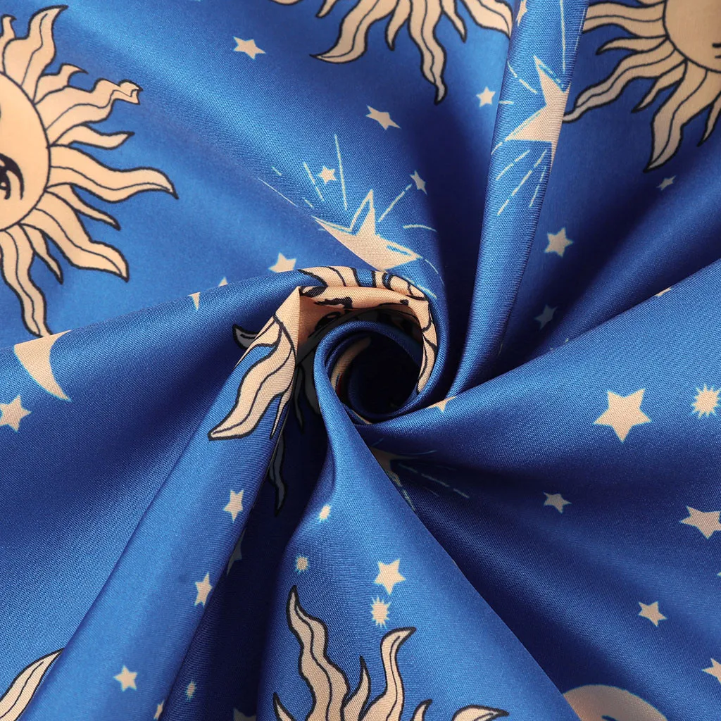 Vestidos de festa curto com manga longa женское винтажное богемное Макси платье без рукавов больших размеров с принтом солнца звезд Луны#3